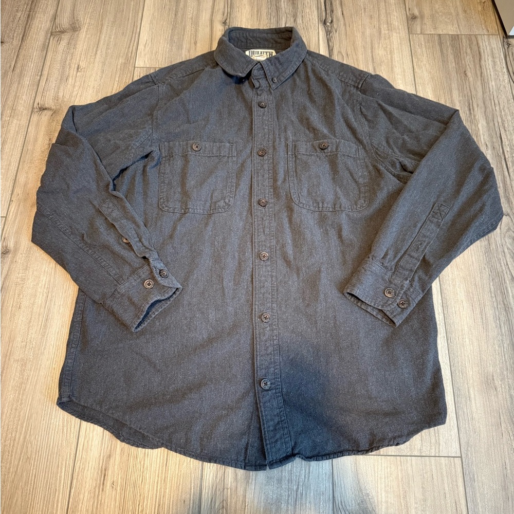 Duluth Trading Co Men's Charcoal Button-Down Shirt Sz Large